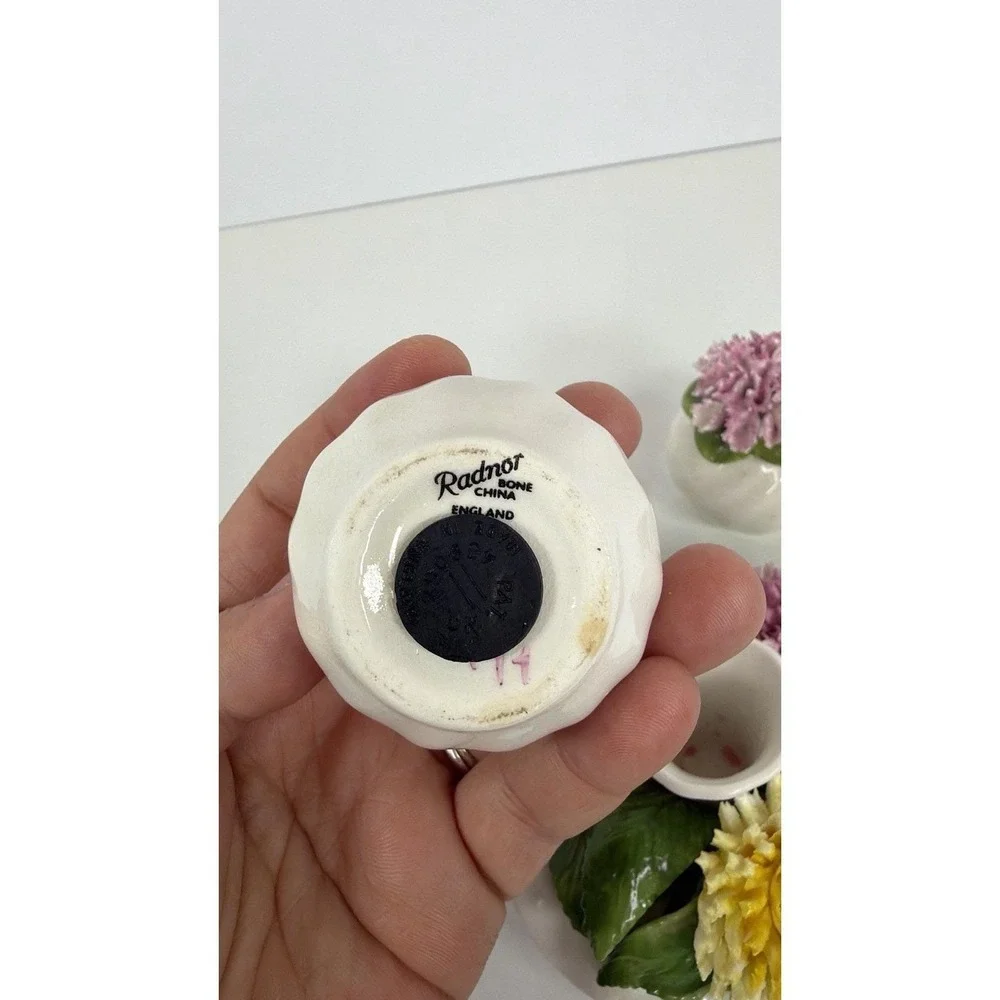 Bone‎ China Salt & Pepper Shakers And Candle Holder Set Carbation & Roses Radnor